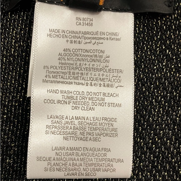 BCBG Paris Metallic Gold Black Open Front Cardigan Women’s M Stretch Belted - Picture 9 of 9